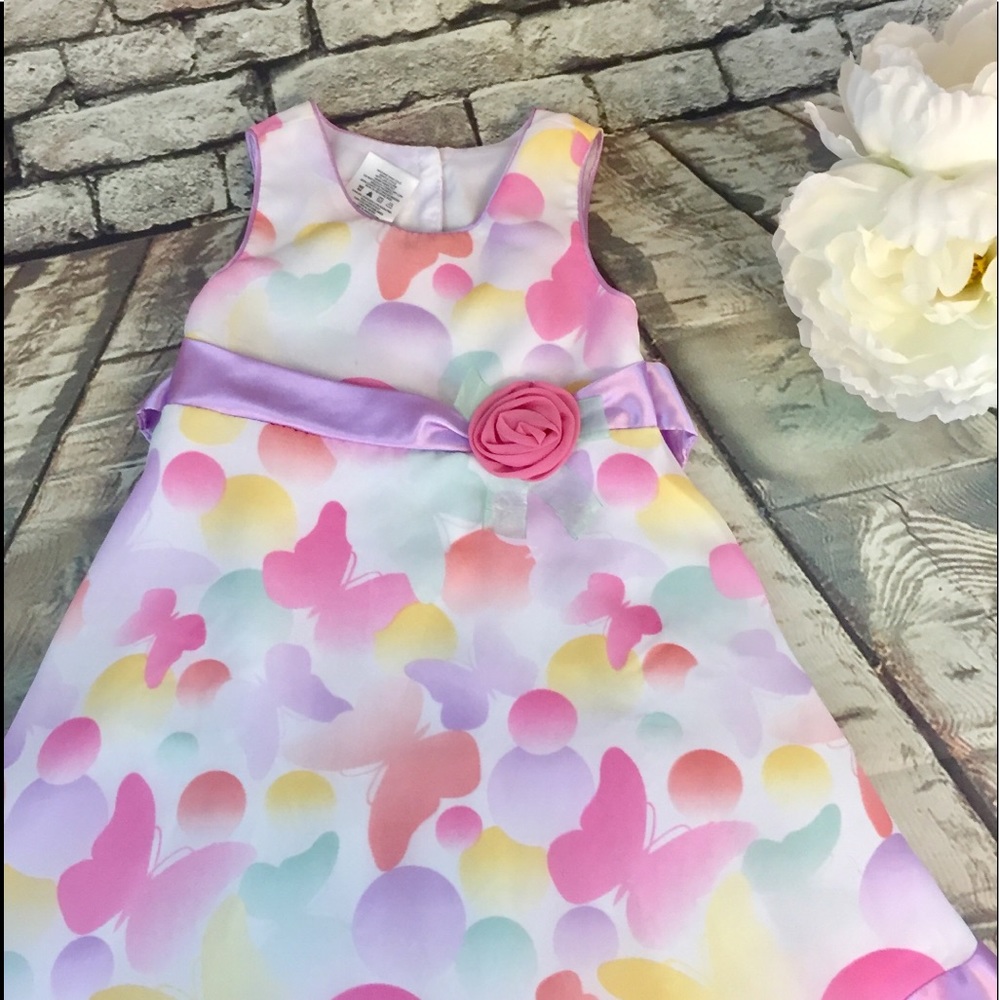 Jessica Ann White Pink Lavender Butterflies Sz 2T